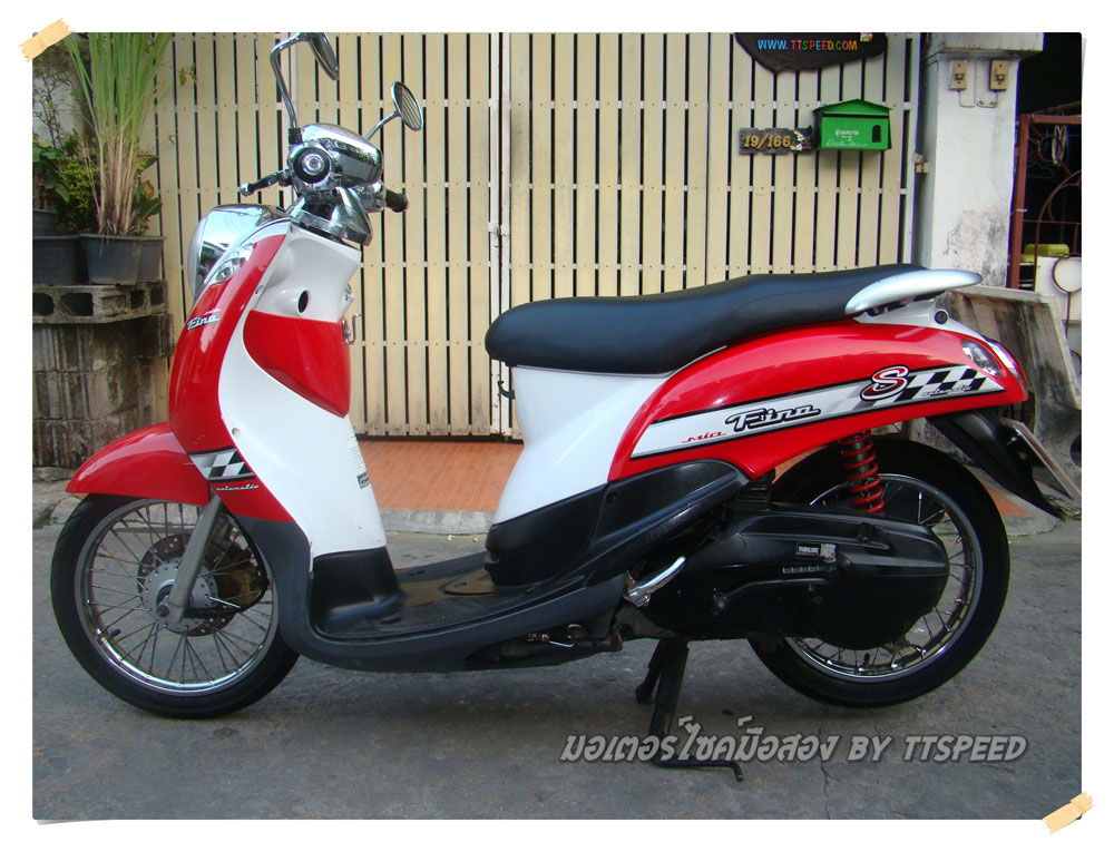 Yamaha Fino Sport สีแดงลายหมากรุก จดปี 57 | Ttspeed.Com